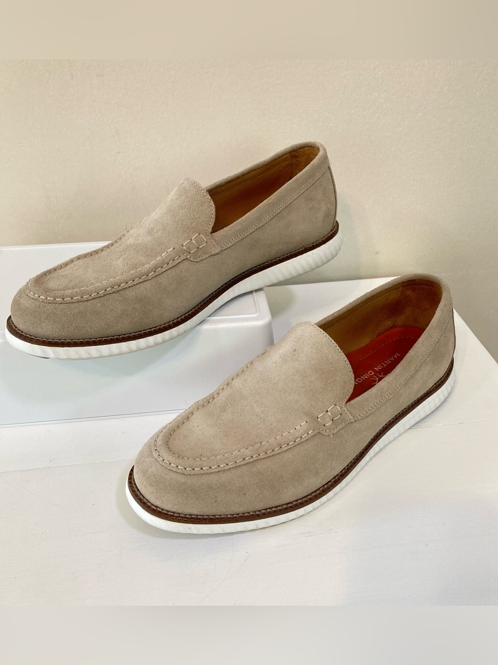 Martin Dingman Countryaire Venetian Loafers Mens Sz 9 Bone Suede